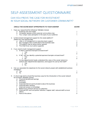 Social Network Investment Assessment Questionnaire
