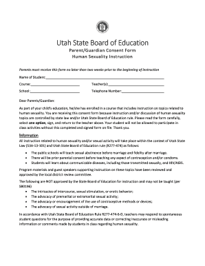 Utah Human Sexuality Instruction Consent Form