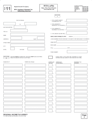 RITA Employer’s Municipal Tax Form