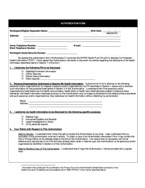 AFTRA Health Fund Authorization Form