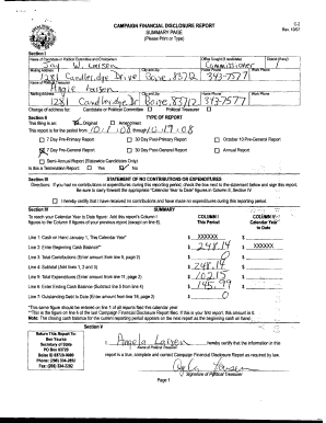 Campaign Financial Disclosure Report C-2