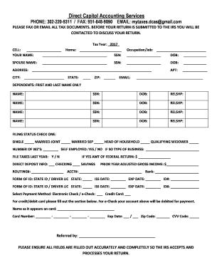 2017 US Federal Tax Return Form