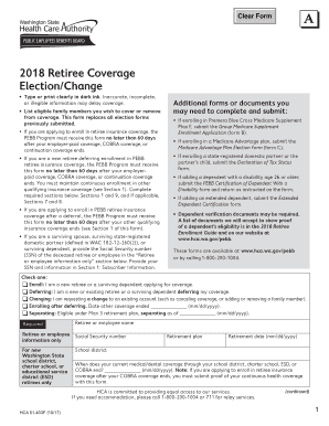 2018 Retiree Coverage Election/Change Form