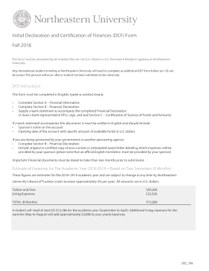 Northeastern University DCF Form