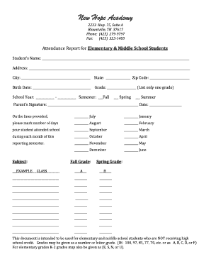 Elementary and Middle School Attendance Report