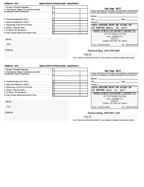 Form W1 1072 Employer's Withholding Quarterly