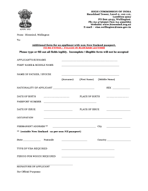 India Visa Application Form
