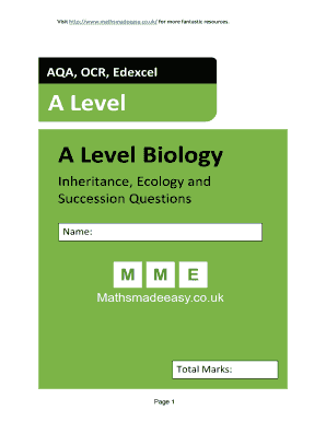 A Level Biology Exam Questions