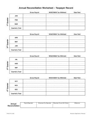 Wisconsin Annual Payroll Reconciliation Worksheet