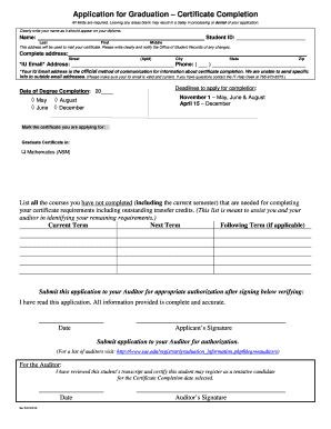 Application for Graduation Certificate Completion