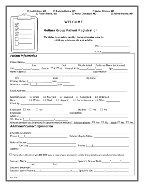 Holiner Group Patient Registration Form