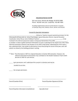 Consent for Specialist Participation