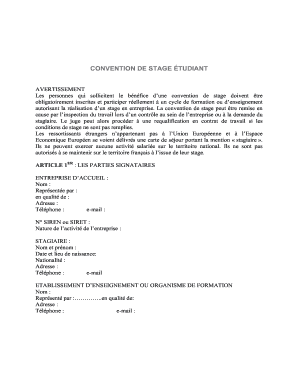 Convention de stage étudiant