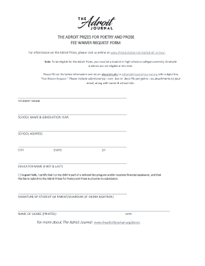 Adroit Prizes Fee Waiver Request Form
