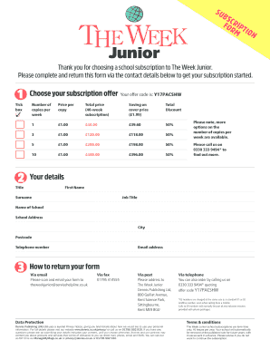 The Week Junior School Subscription Form