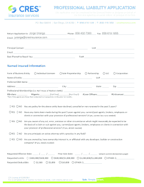Real Estate Errors and Omissions Insurance Application