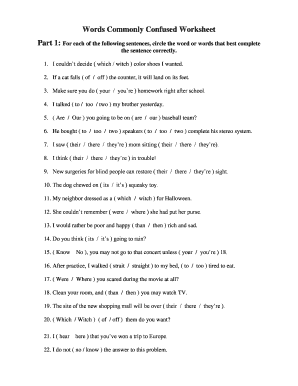 Commonly Confused Words Worksheet