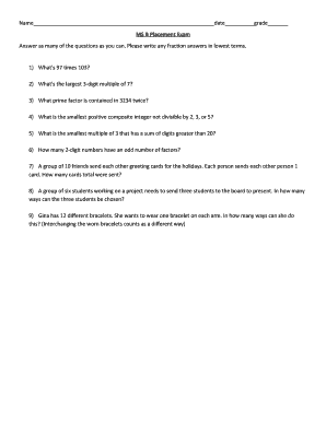 MS B Placement Exam