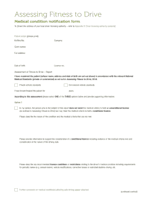 Assessing Fitness to Drive Medical Notification Form