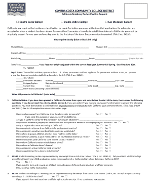 California Residency Reclassification Request