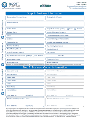 Boost Capital Business Loan Application