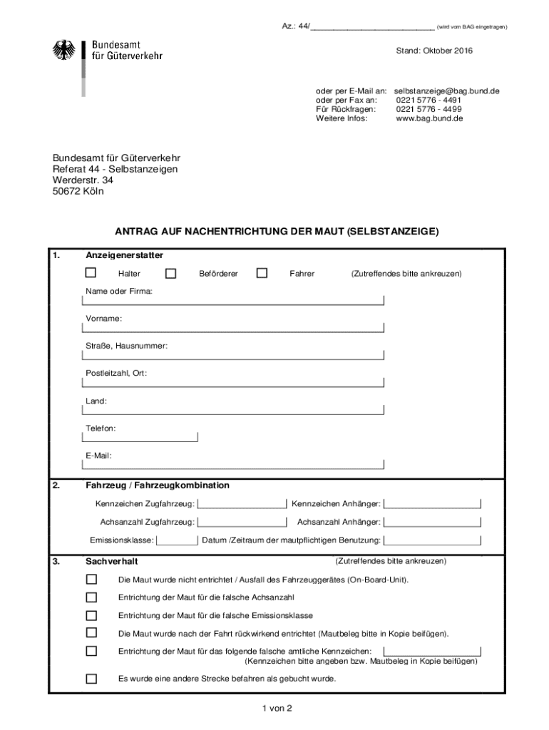 antrag auf nachentrichtung der maut Preview on Page 1