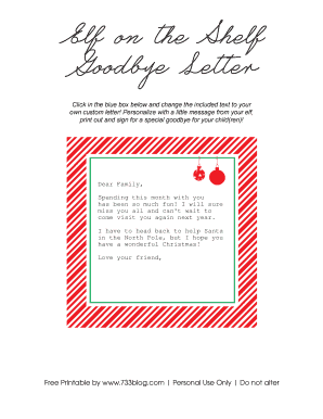 Elf on the Shelf Goodbye Letter
