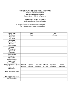 Vietnamese Marriage Registration Application