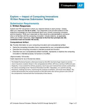 GPS Innovation Written Response Template