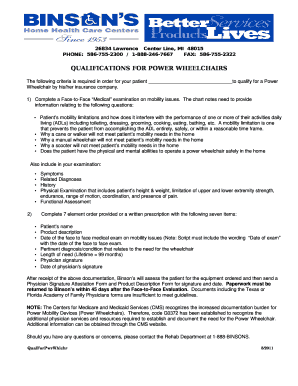 Power Wheelchair Qualification Form