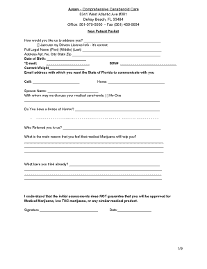 Florida Medical Marijuana New Patient Packet