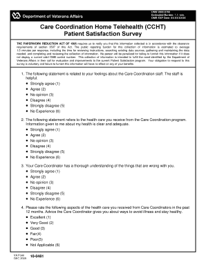 VA Form 10-0481 Patient Satisfaction Survey