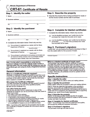 Illinois CRT-61 Certificate of Resale