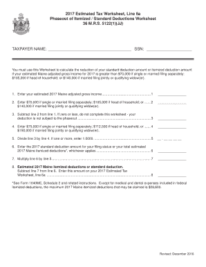Maine 2017 Estimated Tax Worksheet