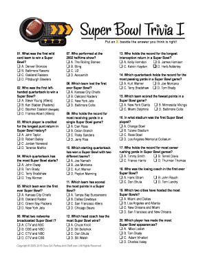 Super Bowl Trivia Quiz