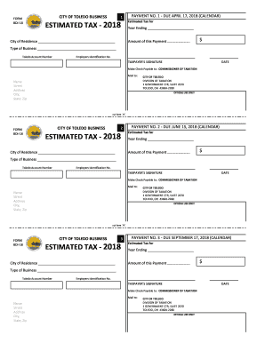 City of Toledo Business Estimated Tax Form