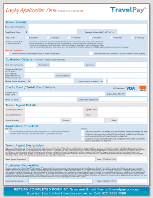 Travel Layby Application Form