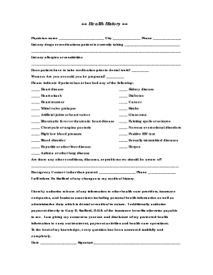 Medical History Form