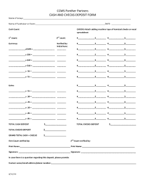 Cash and Checks Deposit Form
