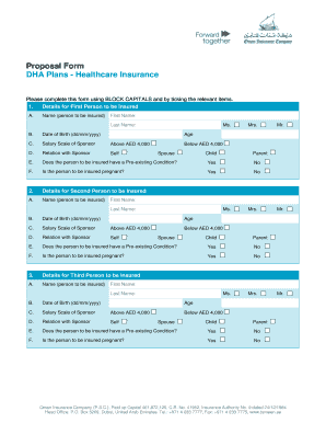 DHA Healthcare Insurance Proposal Form