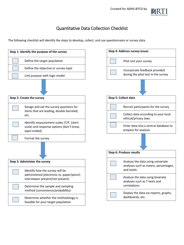 Fillable Online azdhs Quantitative Data Collection Checklist - azdhs ...
