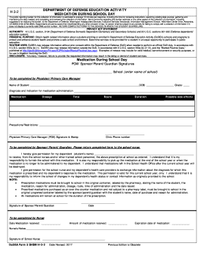 DoDEA Medication During School Day Form