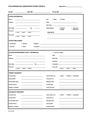Otolaryngology Patient Profile Form