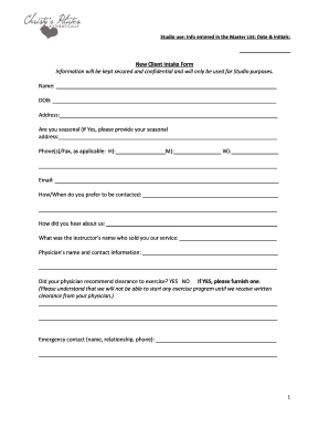 New Client Intake Form