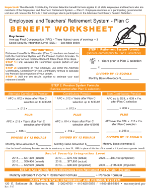 Maryland State Retirement and Pension System Benefit Worksheet