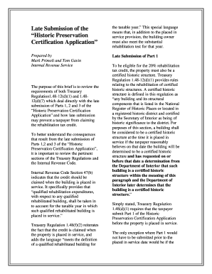 Historic Preservation Certification Application