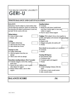 Tinetti Balance and Gait Evaluation Form