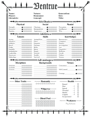 Ventrue Character Sheet
