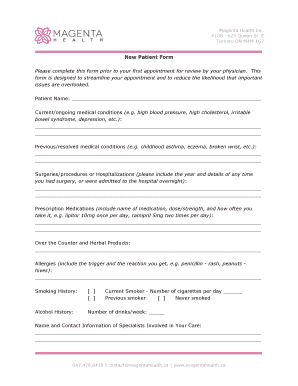 New Patient Medical Form