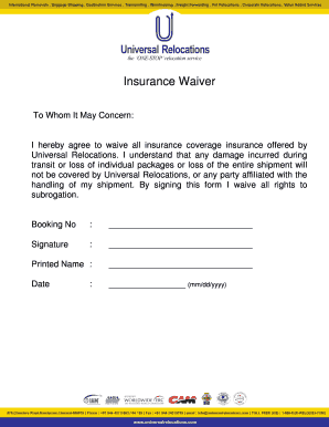 Insurance Waiver for Shipment